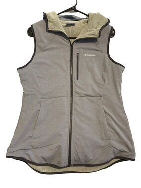 Columbia Light Gray Hooded Sleeveless Fleece Vest